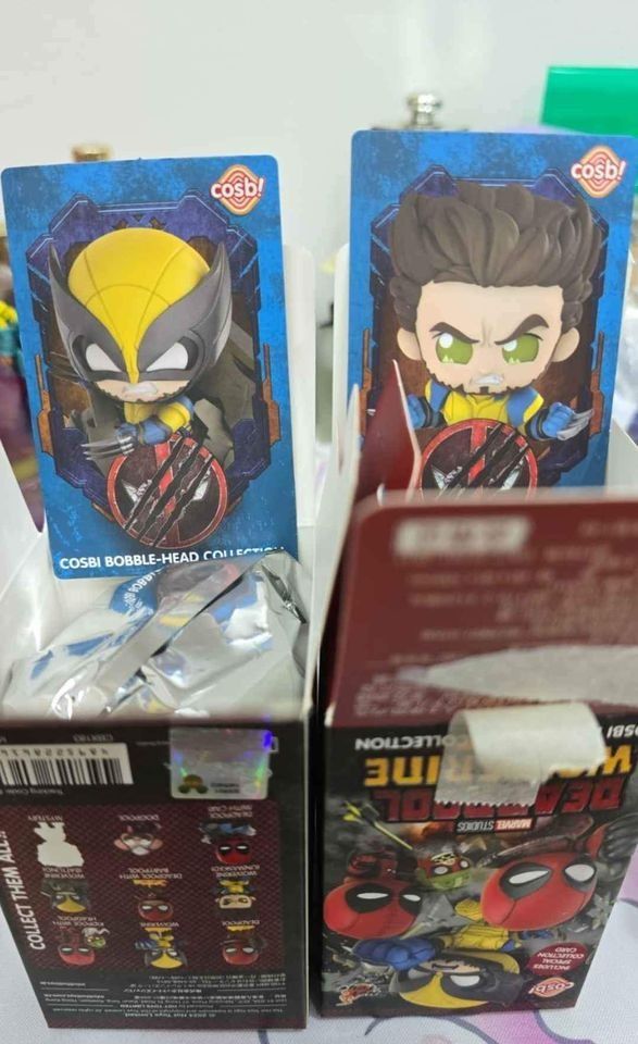 Hot Toys Cosbi Deadpool & Wolverine (Category: Figurines & Statues) located in Mandaluyong City. Submitted by xedl1 (Listing ID 1334692433, Image 2). Description: Opened box to check the contents inside. Sealed foil. Wolverine (big claws) 1000 Wolverine (unmasked) 1000 Wolverine (battling) 1000 Get any 2 for 1900. Get all 3 for 2800..