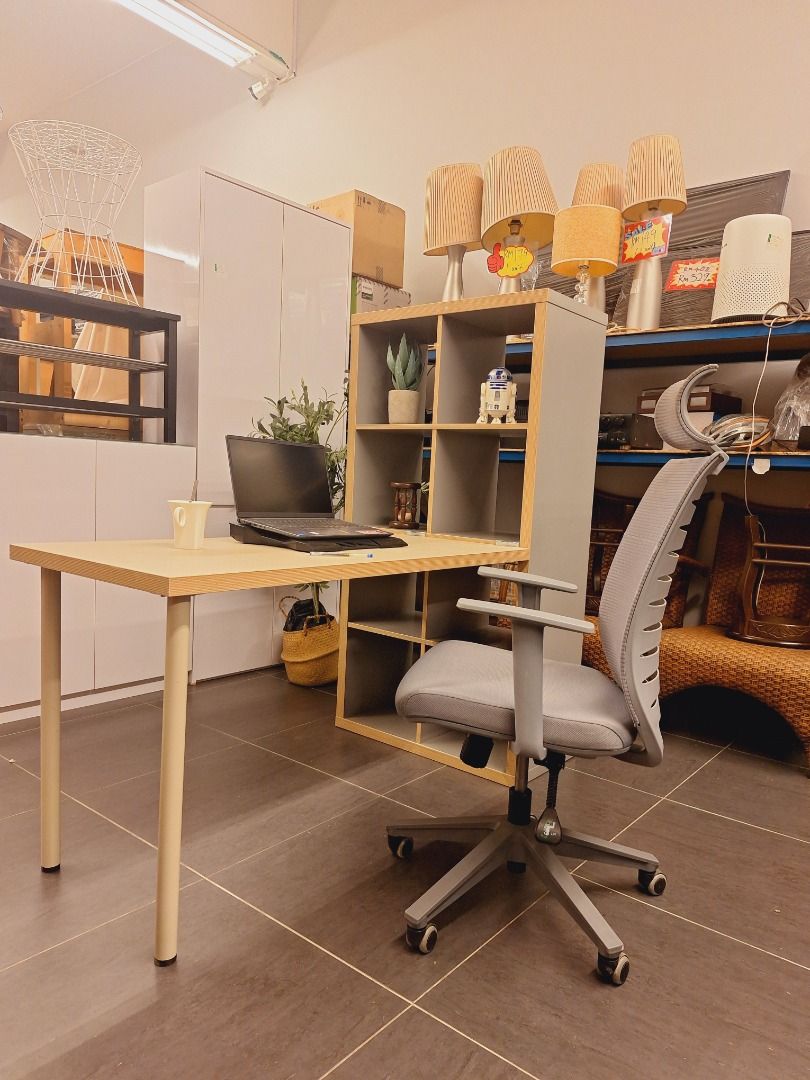 IKEA KALLAX LINNMON Desk combination white white stained oak effect 77x139x147 cm IKEA KALLAX LINNMON Kombinasi meja putih kesan oak berwarna putih 77x139x147 cm Furniture Home Living Furniture Shelve...