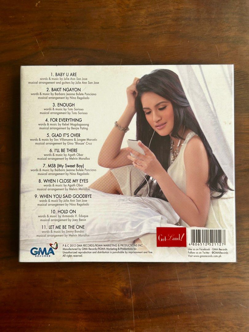 Julie Anne San Jose CD (Category: CDs & DVDs) located in Las Pinas. Submitted by rjmwings (Listing ID 1334596507, Image 2). Description: Julie Anne San Jose CD Self-titled album launched in 2012 under GMA Records Received the Diamond Record Award for 150,000 copies sold. Featuring the song “I’ll Be There” and “Let Me Be The One” For CD collectors and fans of Asia’s Limitless Star Julie Anne San Jose .