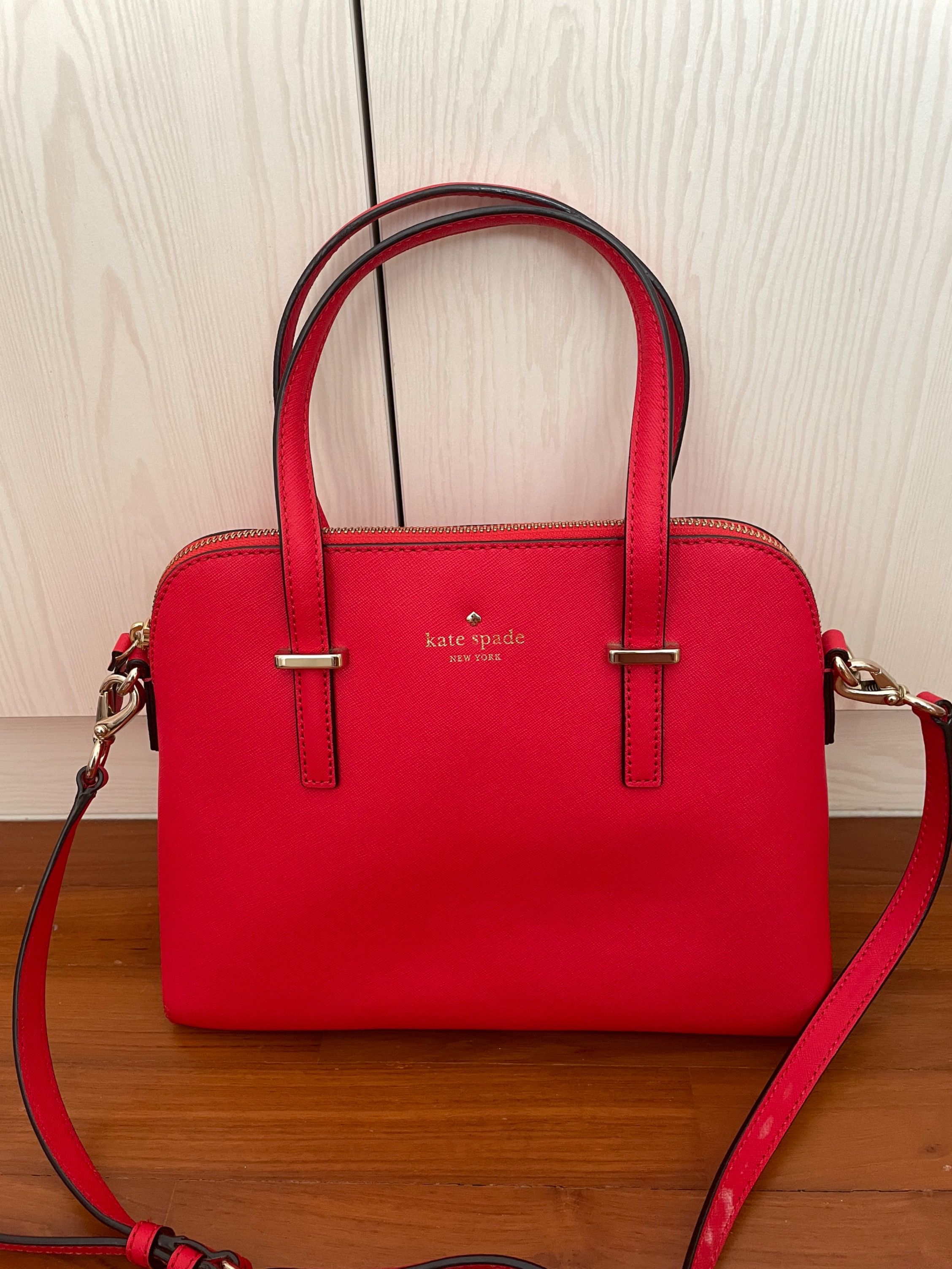 Kate Spade Cedar Street Maise Leather Satchel Crossbody Bag Red Colour