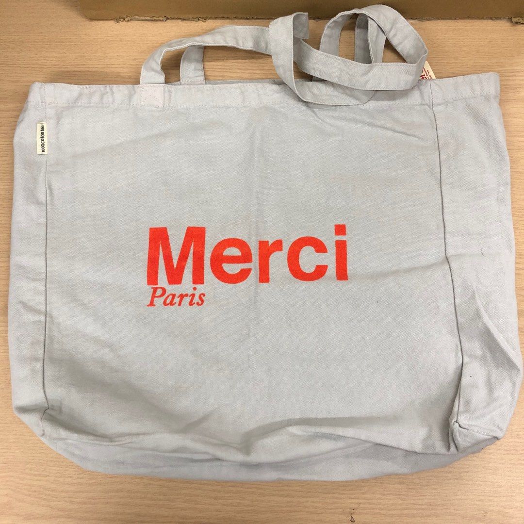 Merci Cotton Tote Bag Grand (38x38x10cm), Sable Orange, 女裝