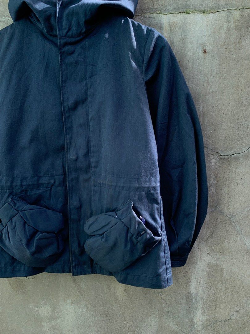 Ne-net Hooded Jacket With Mitten Pockets (Category: Activewear) located in Baguio. Submitted by lordeidara (Listing ID 1334637330, Image 3). Description: 8/10 Damaged Button on 1 pocket Minor discoloration front part Color:Navy Material: Cotton Size on tag:2 Fits: Length: 25 Width: 18.75 Sleeve Length: 22 Shoulder to shoulder: 15 Hem:20.