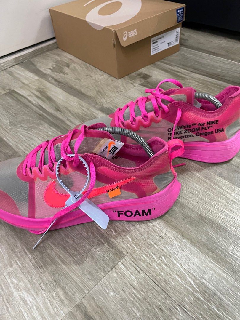 Off white zoom fly pink us10.5 Nike the ten clot GD force Carousell