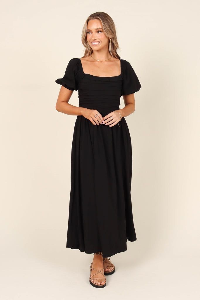 mens all black dress outfit Ciao Ruffles Maxi Dress - Black