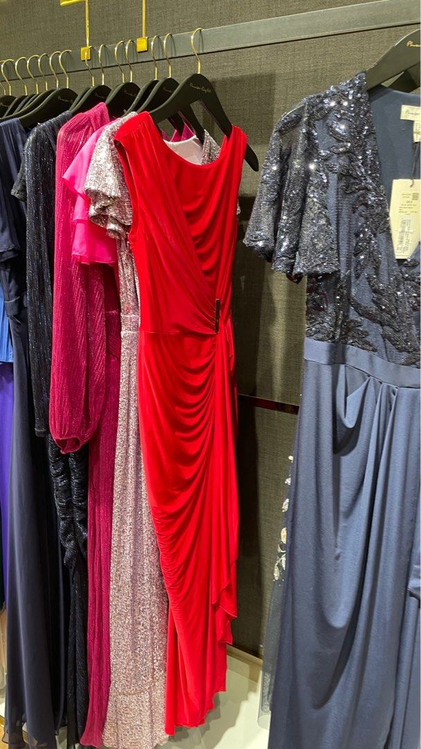 chinese dress ladies CaeliNYC Alexia Draped Cocktail Dress -Red Dress 10 main image 1