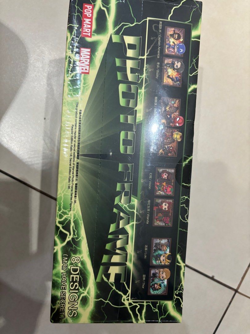 Pop Mart photo frame Marvel series figures (Category: Designer & Blind Box Toys) located in San Juan City. Submitted by coverhubmanila (Listing ID 1334656300, Image 2). Description: Unopened Bought directly from Pop Mart Hard to find Set of 8.