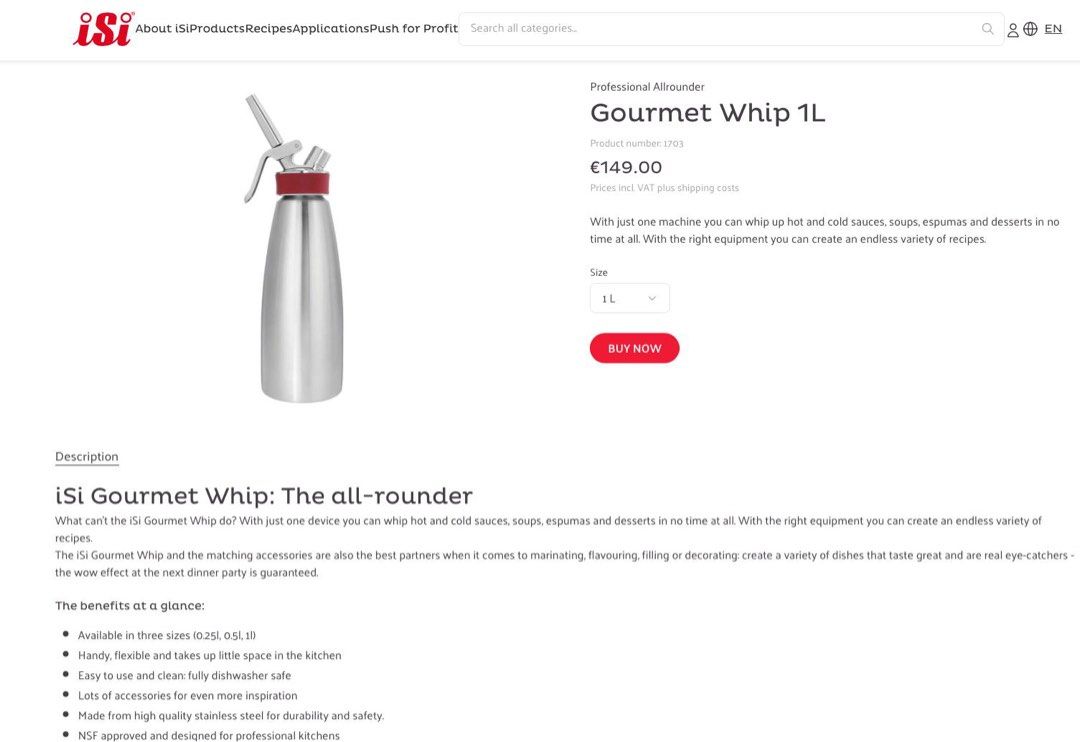 Quality Steel ISI Gourmet Whip 1 Litre, Furniture & Home Living,  Kitchenware & Tableware, Cookware & Accessories on Carousell
