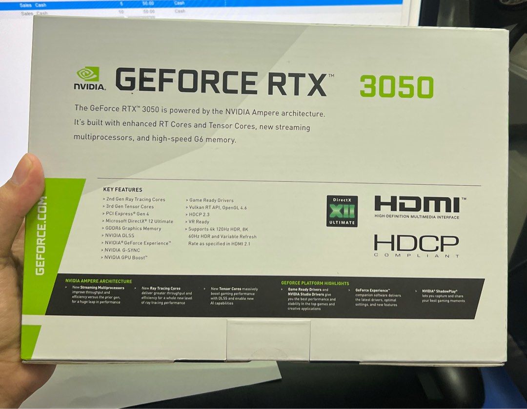 RTX 3050 VEDIO CARD (Category: Desktops) located in Manila. Submitted by myles29 (Listing ID 1334696723, Image 1). Description: Brandnew 1 year warranty.
