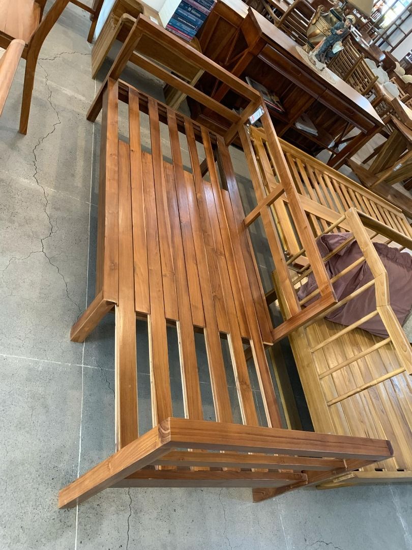 Solid Teak Wood Side Pull Sofa Bed frame- (Category: Sofas) located in Quezon City. Submitted by golden_ltfp.online.sales (Listing ID 1334575176, Image 2). Description: ITEM: Handcrafted Solid Teak Wood Side Pull Sofa Bed Frame Furniture SERIES: Gold Teak (Indoor Series) MAIN MATERIAL: Teak Wood (Tectona Grandis) FINISHING: N. Cellulose APPROXIMATE DIMENSIONS: (size may vary slightly due to its handcrafted nature) Bed Form: 202 x 78 x 65 cm Sofa 