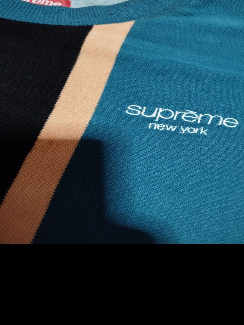 Supreme Vertical Striped Pique Crewneck Men s Fashion Coats Jackets and Outerwear on Carousell