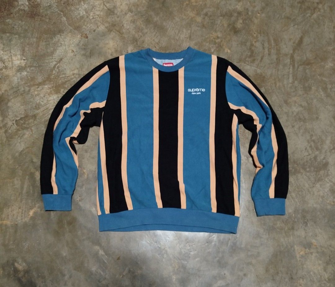 Supreme vertical striped pique crewneck outlet