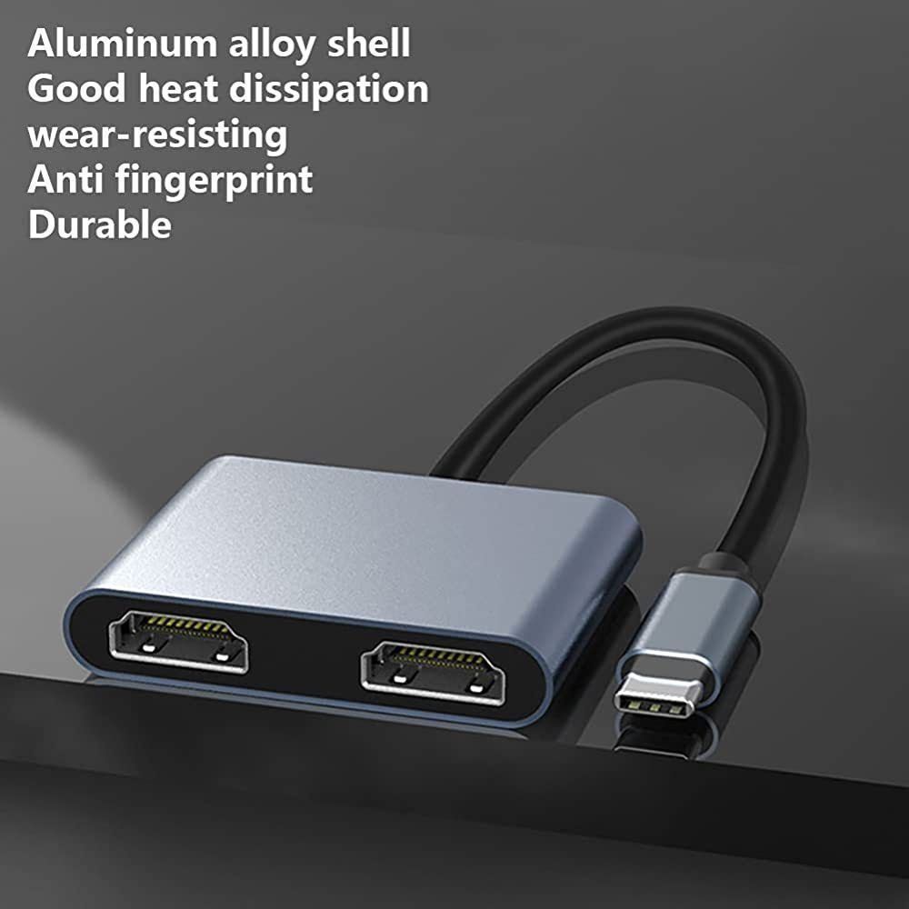 USB C to Dual HDMI Adapter, Dual Screen Display USB-C Docking Station ...