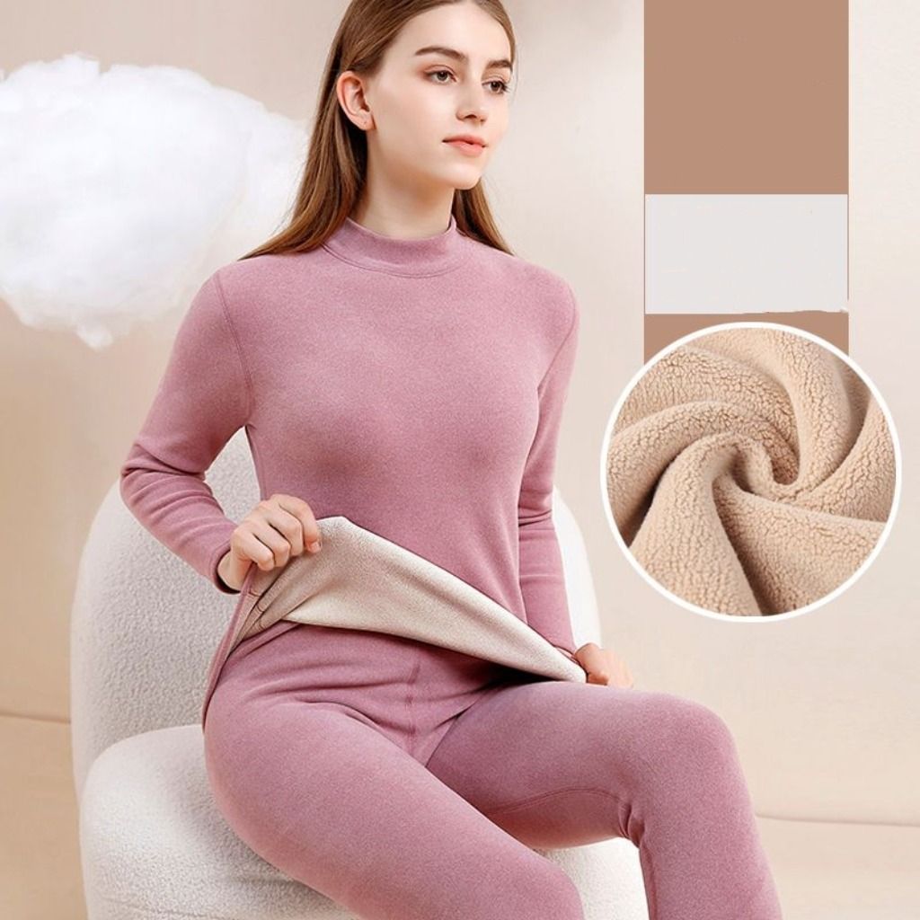 Winter Warm Thermal Underwear Set for Women Men Semi High Neck Plus Size Thick Intimate Thermal Wear Set Women s Fashion Coats Jackets and Outerwear on Carousell