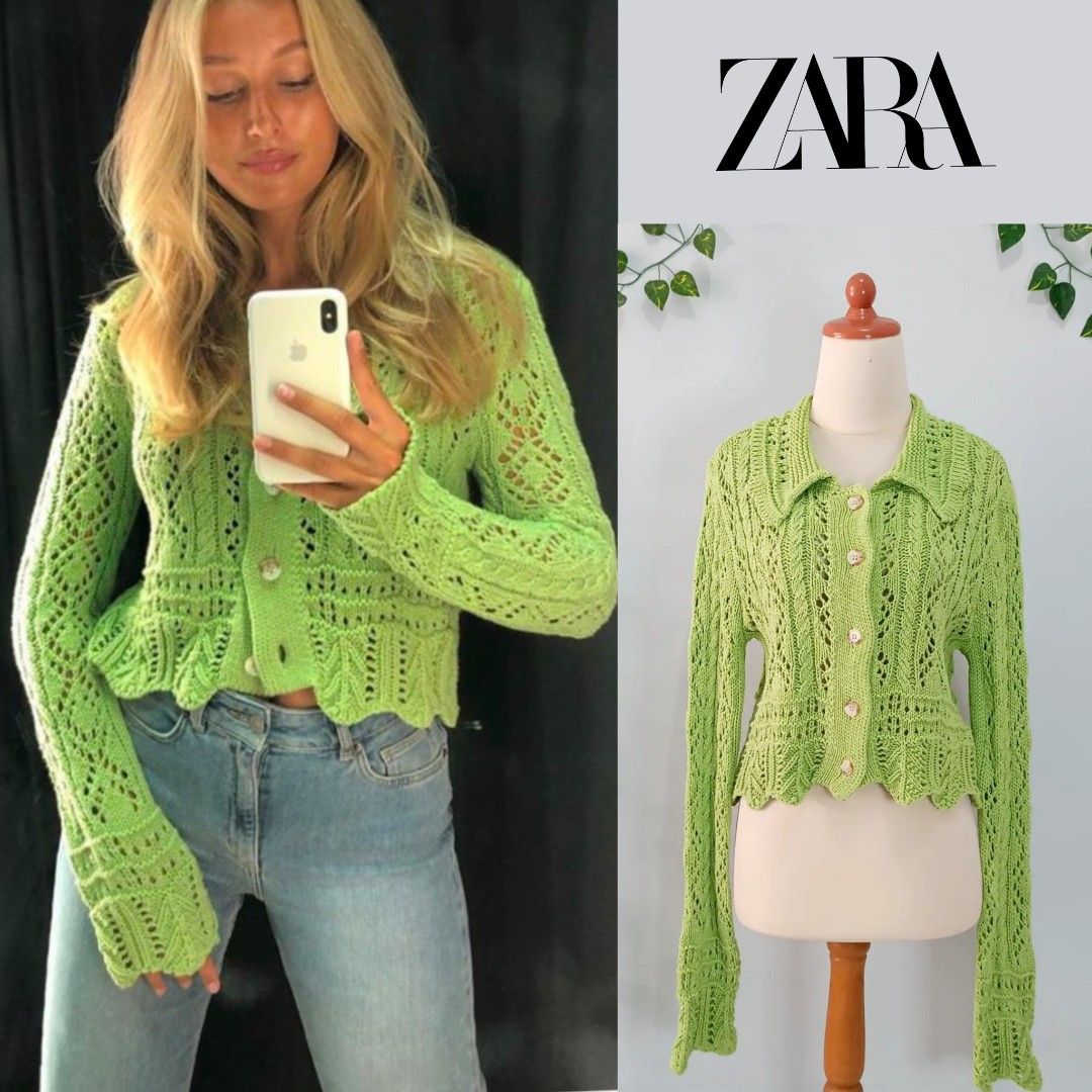 Cardigan Rajut Zara Strickjacke Pink ZARA Crop Cardigan Rajut