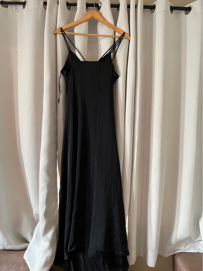 black dress aritzia Greta Cotton Voile Slip Dress In Black 0