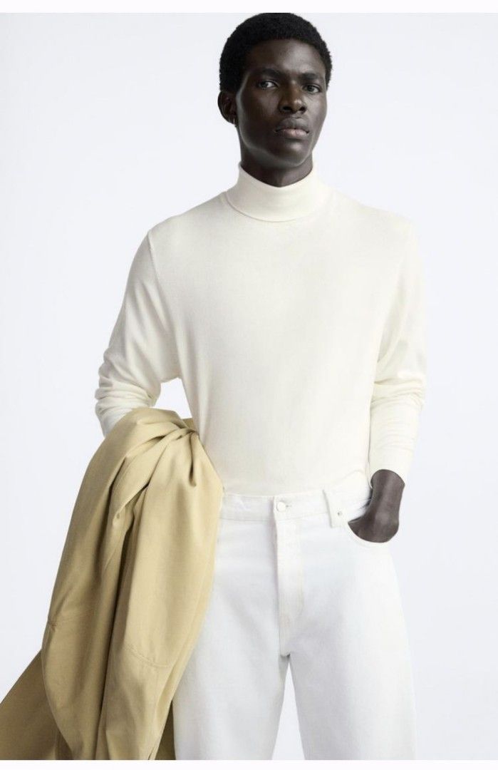 Sweater High Neck Zara Man BUTTON-UP HIGH NECK SWEATER Grey Green