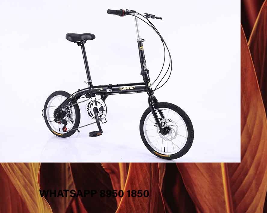 16 Inch 6 Speed Foldable Bike Sanhm Black Foldie Aluminum Frame Folding Bicycle lady 16 child mesh seat 20 rack 29 front 24 kid 27.5 26 food delivery bag seat adult