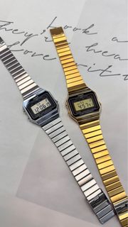 旺角門市 全新有現貨 Casio 卡西歐 復古跳字手錶 超薄錶殼 A700W 熱賣款 銀色$250, 金色$350 original casio 可旺角油麻地上水交收 功能：鬧鐘，燈光，計時，星期，日曆，生活防水64208541342210110