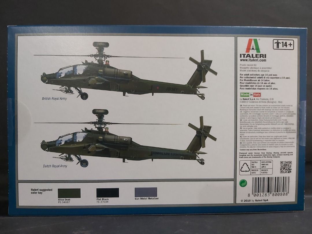 Italeri die cast collection AH-64D Apache Longbow, U.S. Army, USA