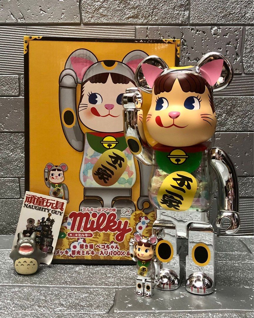 BE@RBRICK 招き猫 ペコちゃん 青蓄光 100%&400%（MEDICOM TOY