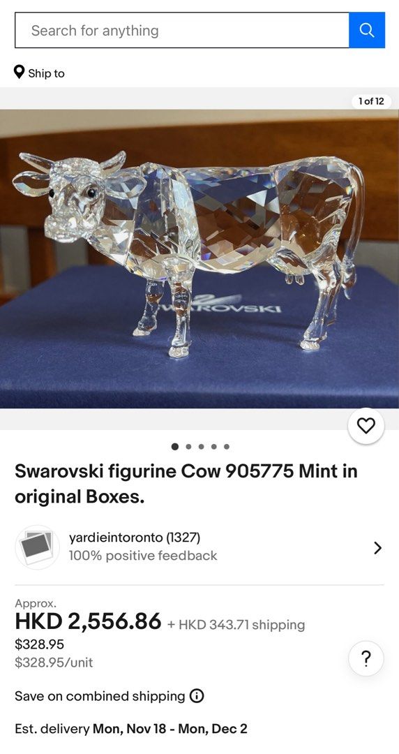 施華洛世奇水晶Swarovski 水晶牛物品號碼：905775 SWAROVSKI COW