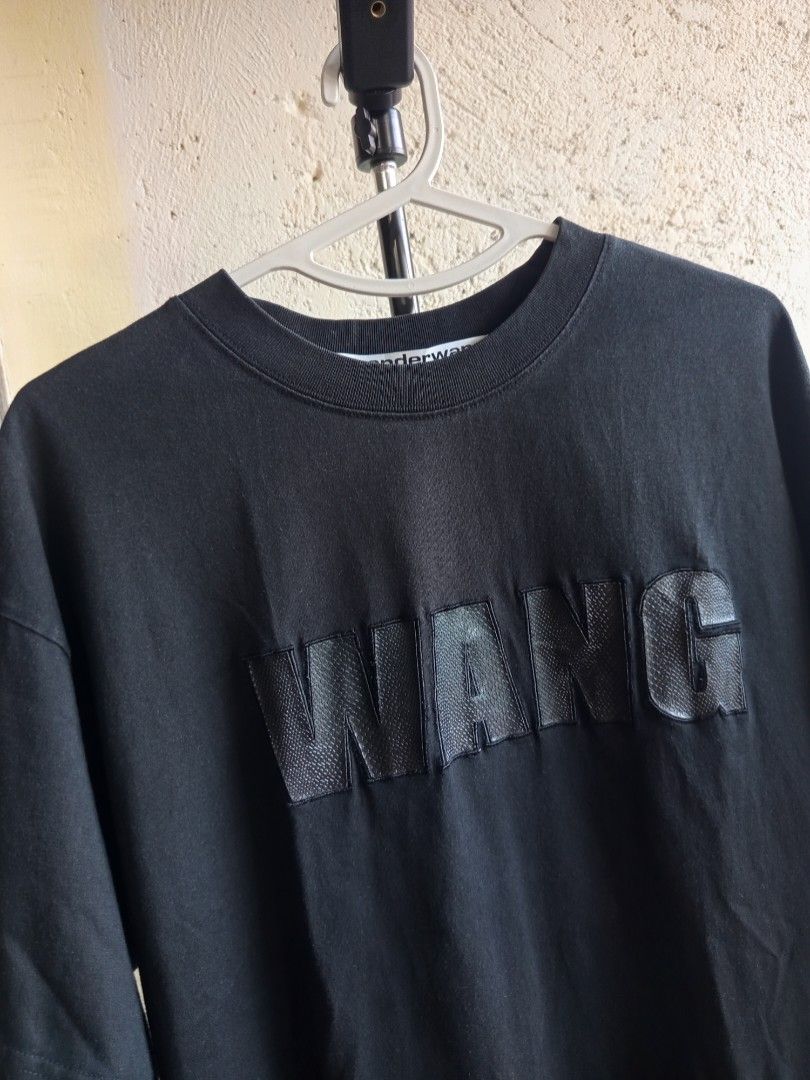 Alexander Wang Embroidered Leather Script Shirt (Category: Luxury Apparel) located in Mabalacat. Submitted by iam_ukayatitsbest (Listing ID 1334811910, Image 2). Description: Excellent Used Condi size large on tag fits size M-L(men's) 22"width 27½"lenght color rate: 9.7/10 (pantay ang kulay wala fade areas) excellent neckline👌 complete tags NO issues 700 shipped.