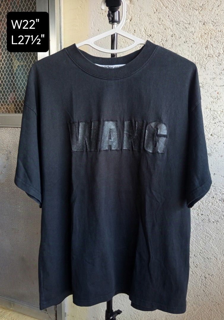 Alexander Wang Embroidered Leather Script Shirt (Category: Luxury Apparel) located in Mabalacat. Submitted by iam_ukayatitsbest (Listing ID 1334811910, Image 1). Description: Excellent Used Condi size large on tag fits size M-L(men's) 22"width 27½"lenght color rate: 9.7/10 (pantay ang kulay wala fade areas) excellent neckline👌 complete tags NO issues 700 shipped.