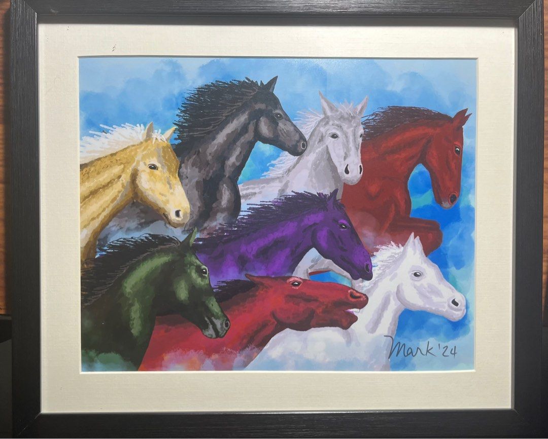 Art pictures and Frames for sale. (Category: Frames & Pictures) located in Manila. Submitted by iskoh4102 (Listing ID 1334840899, Image 1). Description: Frames for sale P1,000 each. Done by a local artist. Matte print. Good for decor, office /store / pub display, etc. Also available in bigger or smaller sizes. 1. 8 lucky horses; 2. 8 lucky kois; 3. Fighting cock; 4. Plowing Farmer; 5. Bayanihan. 8x 10in black frame with matting. For Canvass finis
