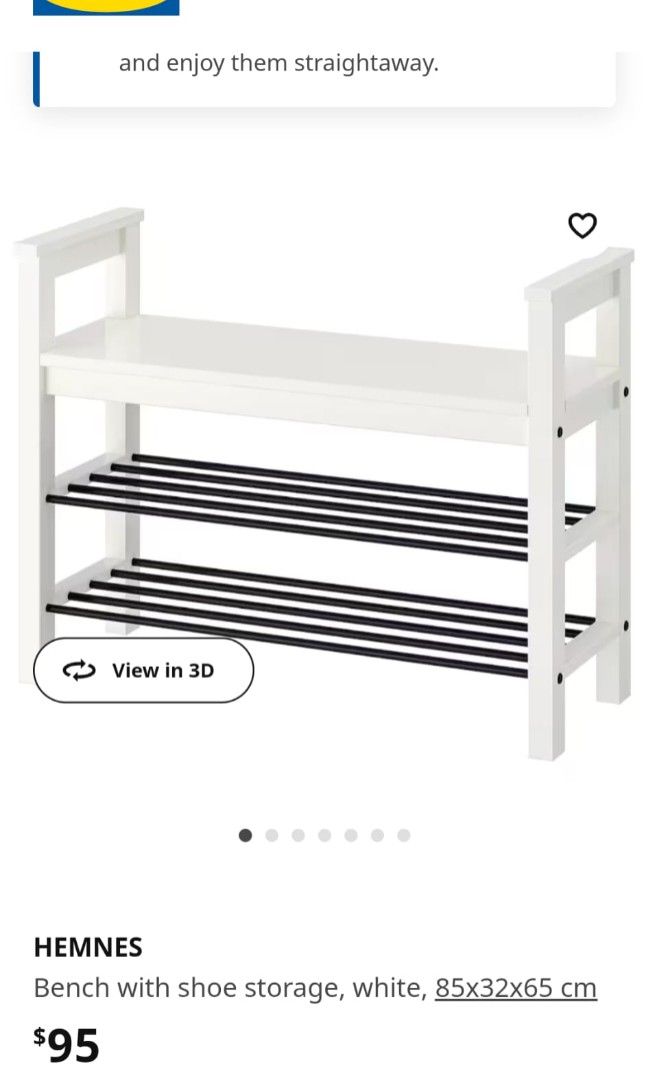 Ikea shoe rack bench white on sale