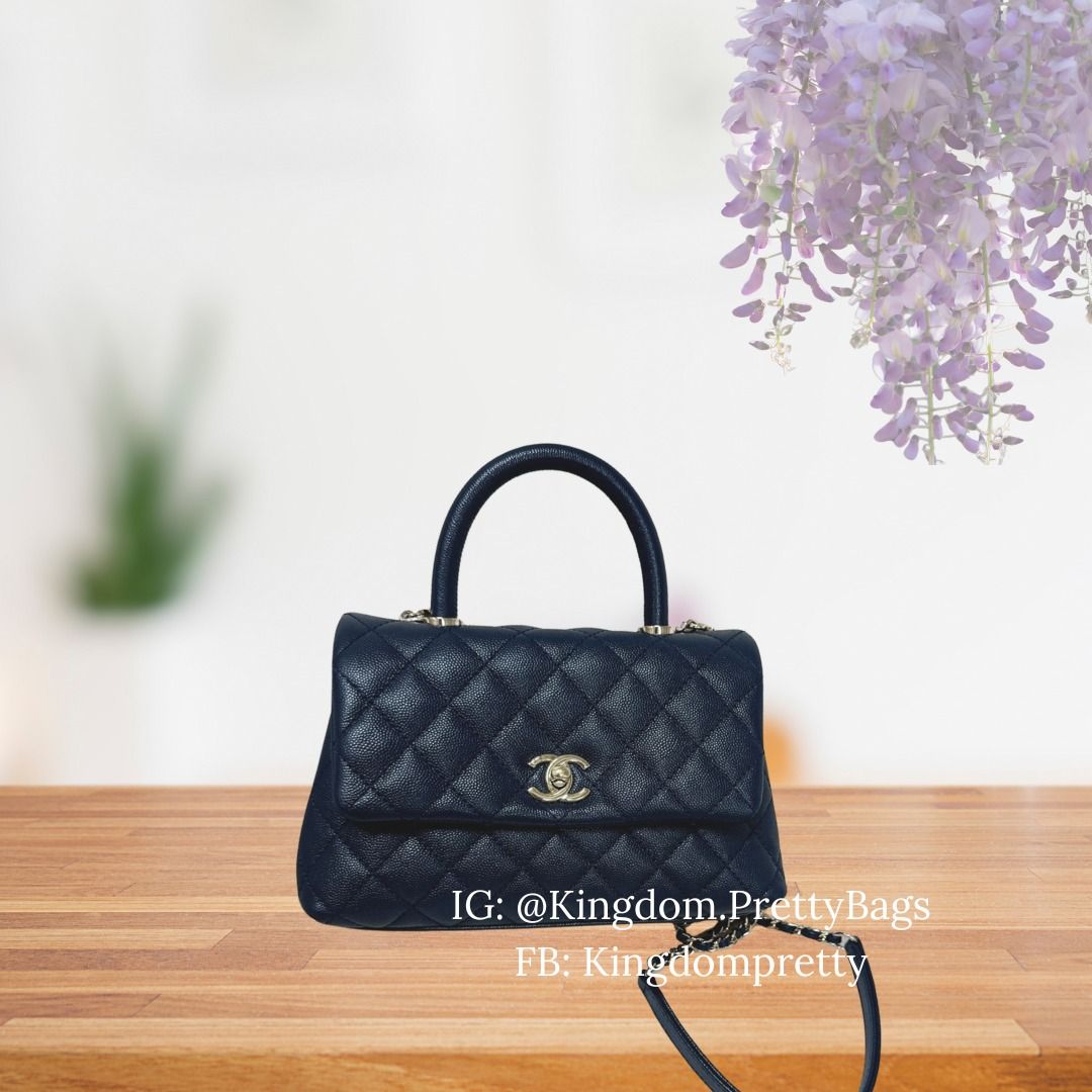 Chanel Coco Handle Small Size Classic Quilted Caviar Top Handle CC Flap ...