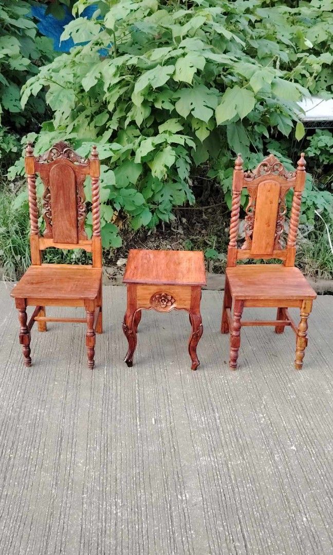 Coffee Table and Chairs (Category: Other Home Furniture) located in Rizal. Submitted by mommykiee (Listing ID 1334734017, Image 1). Description: Coffee table & chairs Made of solid narra wood Newly stripped & varnished Ready to use.