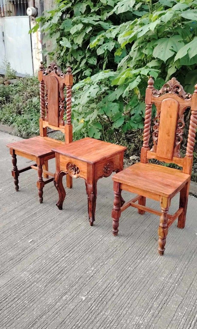 Coffee Table and Chairs (Category: Other Home Furniture) located in Rizal. Submitted by mommykiee (Listing ID 1334734017, Image 2). Description: Coffee table & chairs Made of solid narra wood Newly stripped & varnished Ready to use.