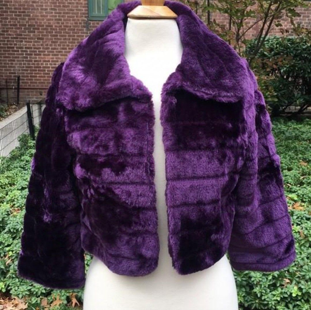 Forever 21 purple fur jacket sales
