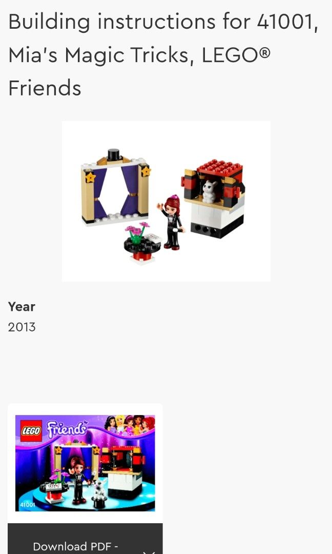 Lego 41001 instructions on sale