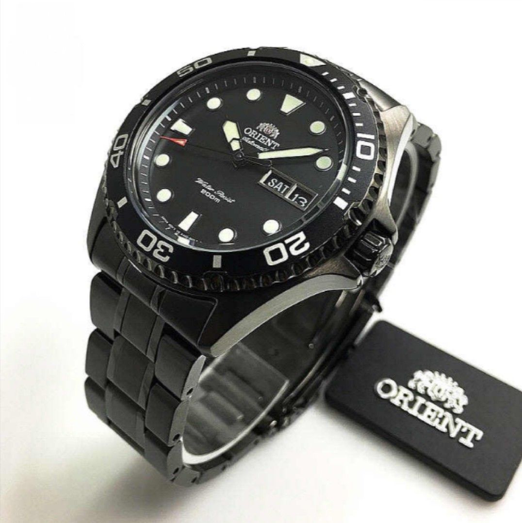 Lowest Price Orient Ray Raven Men s Automatic 200M Black Dial Black IP Stainless Steel Watch Birthday gift birthday FAA02003B FAA02003B9 BRAND NEW