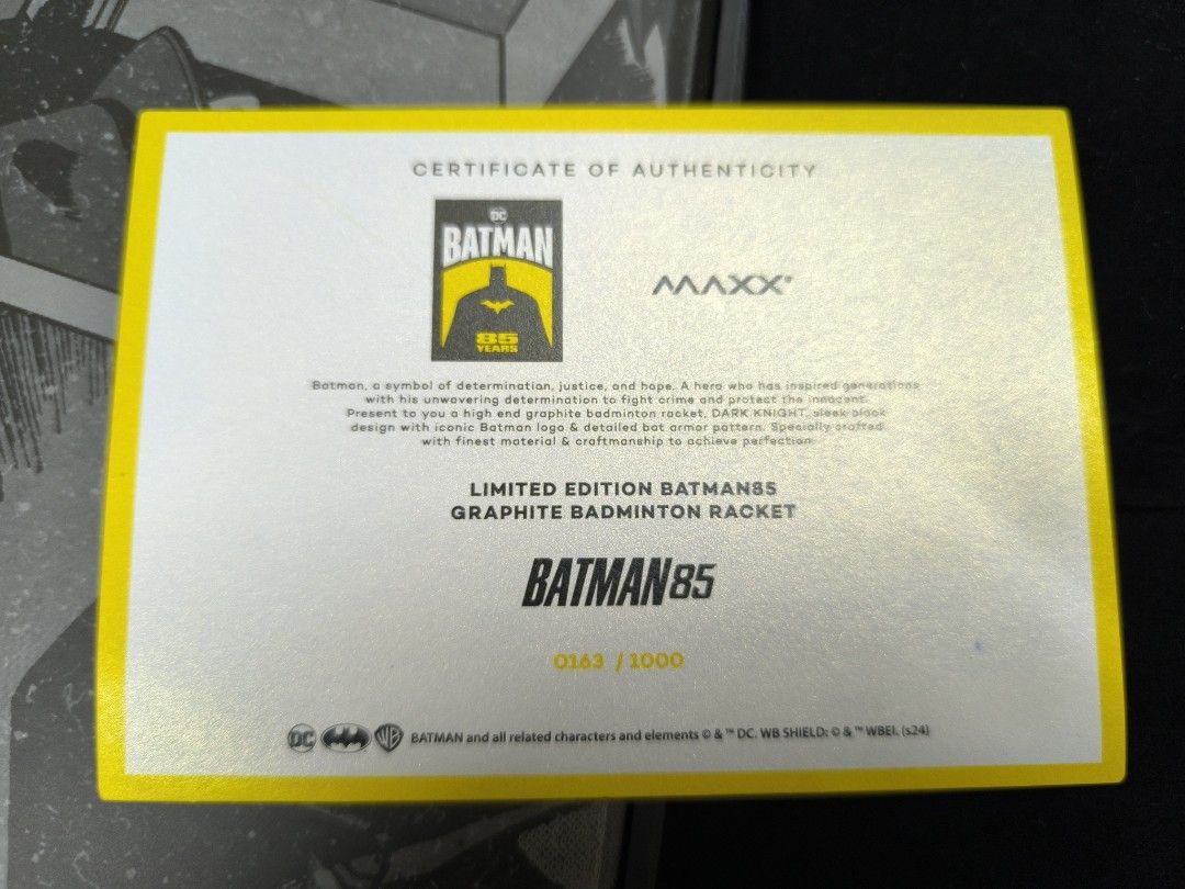 Batman Sport Racket Maxx Batman 85th Anniversary Limited Edition Badminton Racquet, Sports ...