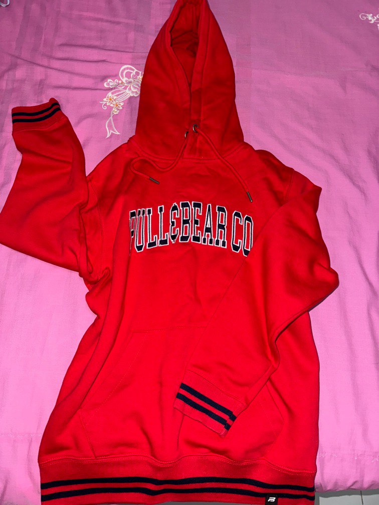 Red Pull Bear Hoodie Women s Fashion Coats Jackets and Outerwear on Carousell