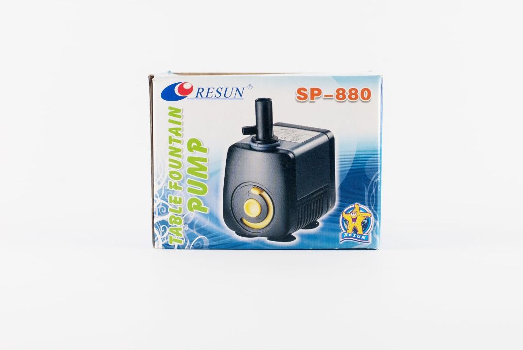Resun Table Fountain Pump SP-880 5.2W (Category: Homes & Other Pet Accessories) located in Pasig City. Submitted by petholics (Listing ID 1334764805, Image 1). Description: Also available: 290PhP SP-600 570PhP SP-980 Compact and with a flow adjuster and fully sealed for safety. There is low noise during the operating process for indoor and outdoor use. Perfect for a table fountain and water circulation in a small aquarium or reptile tank..