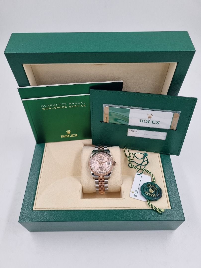 2017 ROLEX DATEJUST 31 TWO-TONE ROSE GOLD PINK ANNIVERSARY DIAL W ...