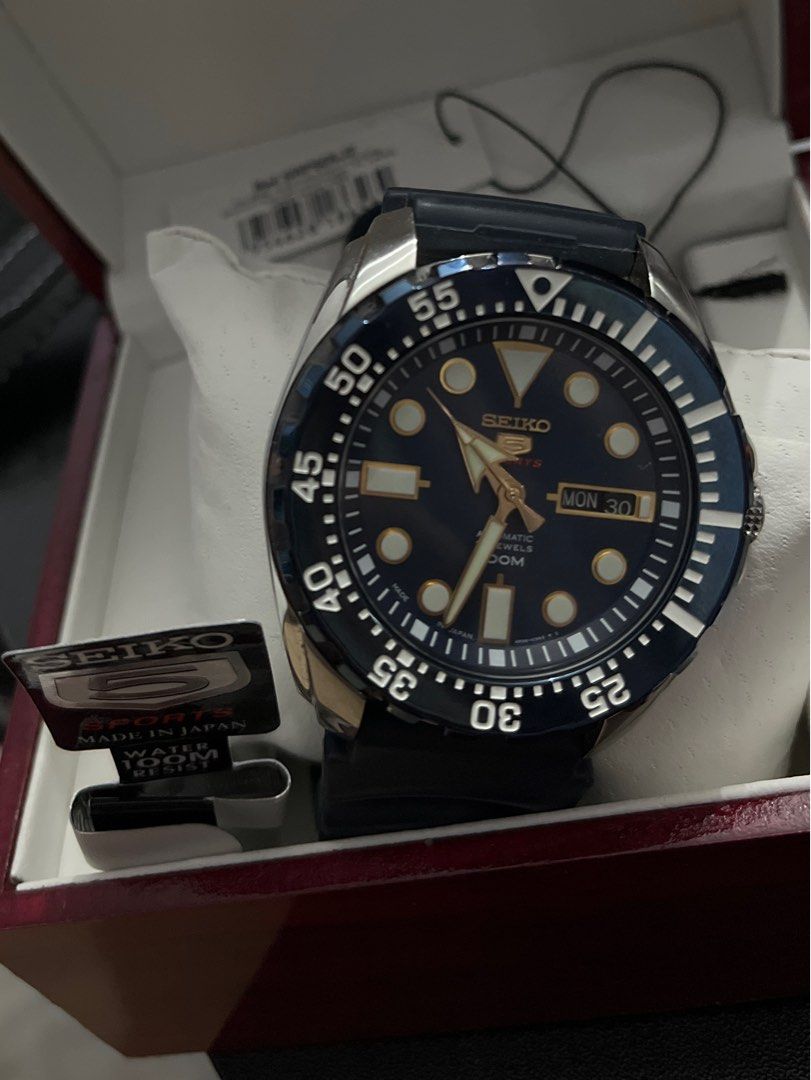 Seiko 5 sports Srp605j navy blue mens watch automatic