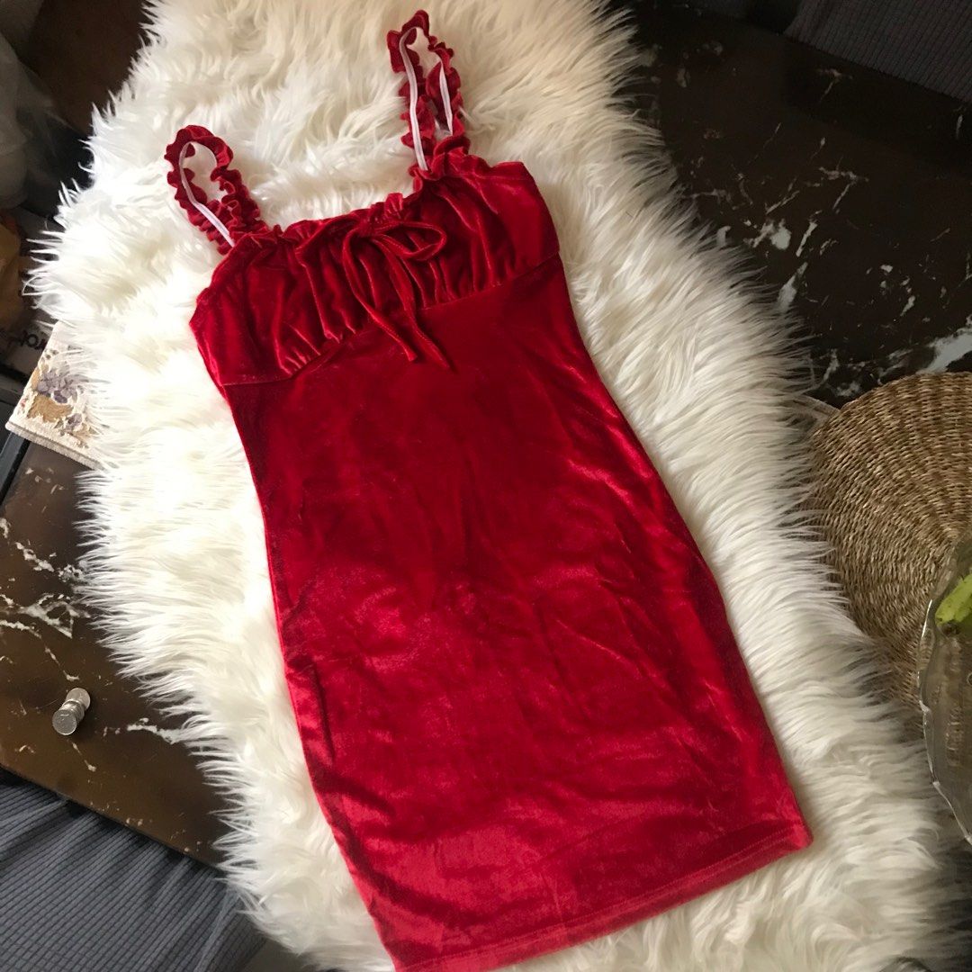 SHEIN Coquette dress (Category: Dresses) located in Mandaue City. Submitted by chiccharmcloset (Listing ID 1334862640, Image 2). Description: Color: Red Fabric: Velvet.