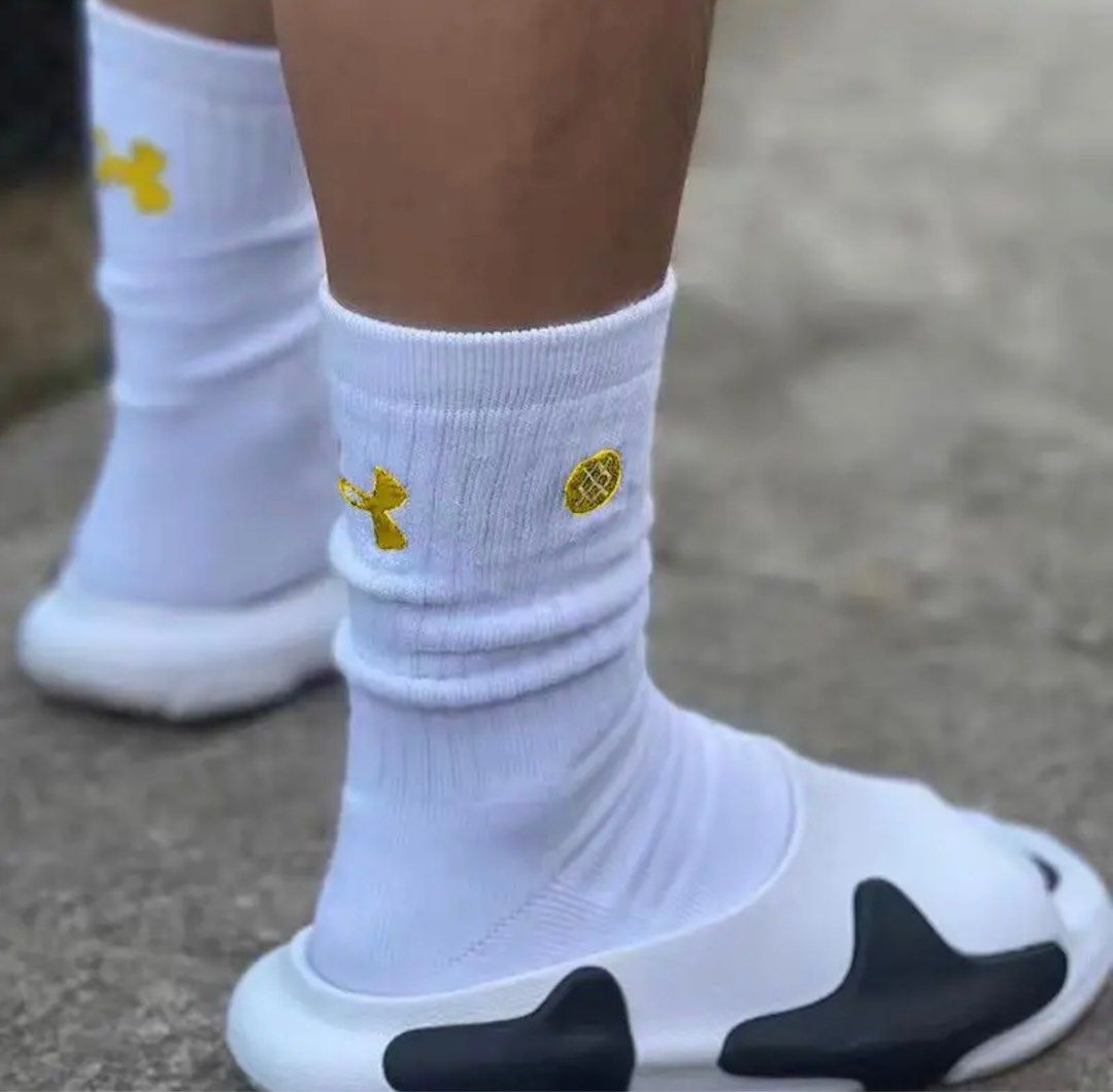 white and gold nike socks