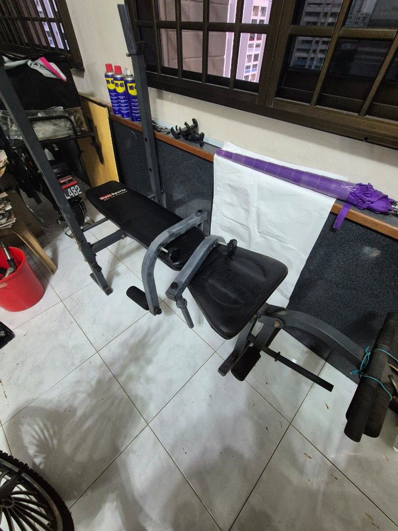 Used gym bench Sports Equipment Exercise Fitness Weights Dumbbells on Carousell