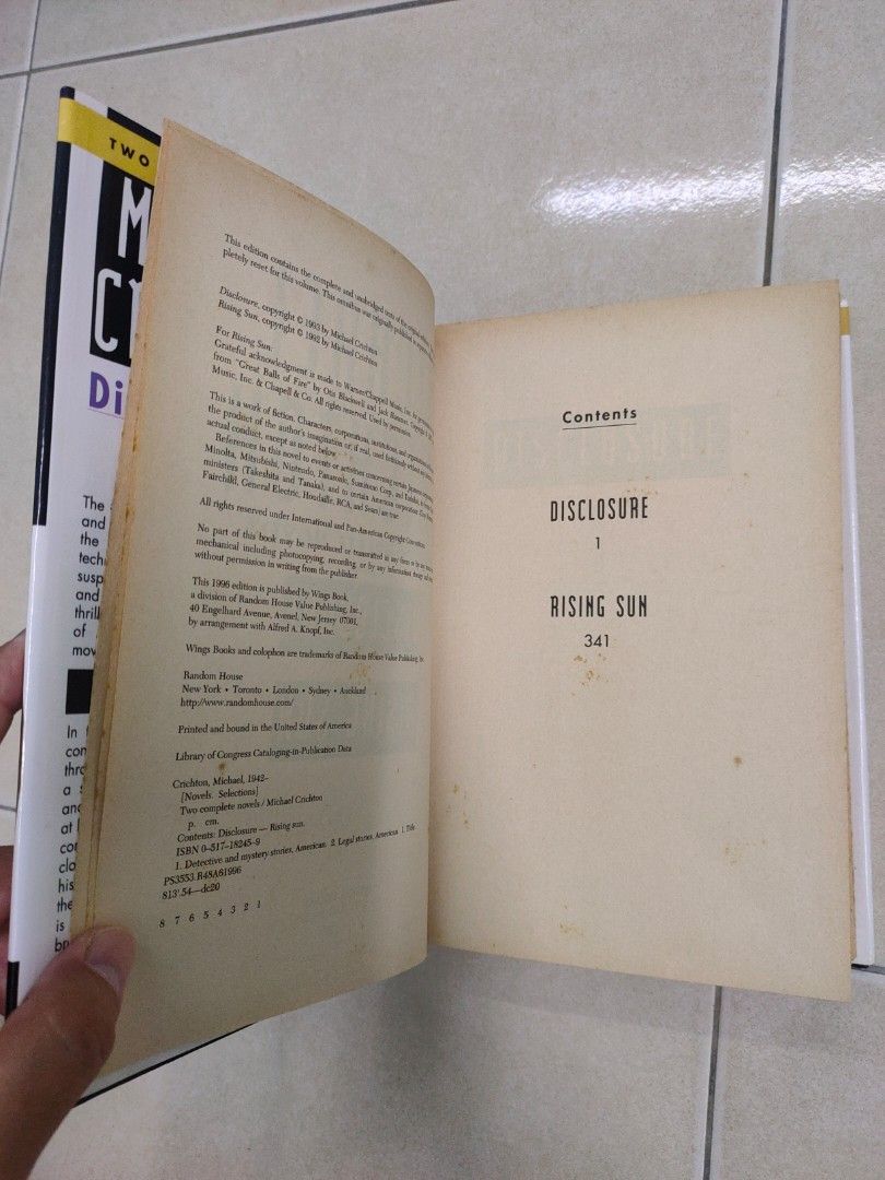 [Used] (Hardcover) Disclosure + Rising Sun by Michael Crichton (2-in-1 ...