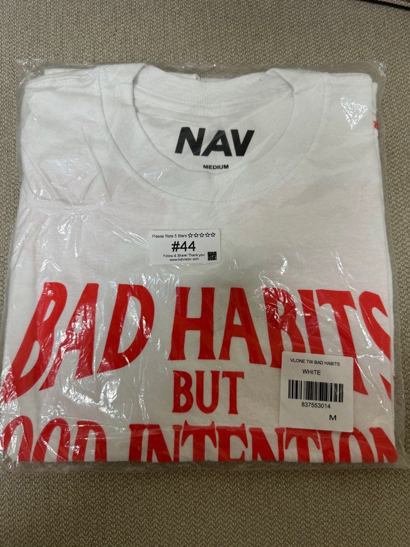Vlone nav bad intention t shirt T shirt Carousell