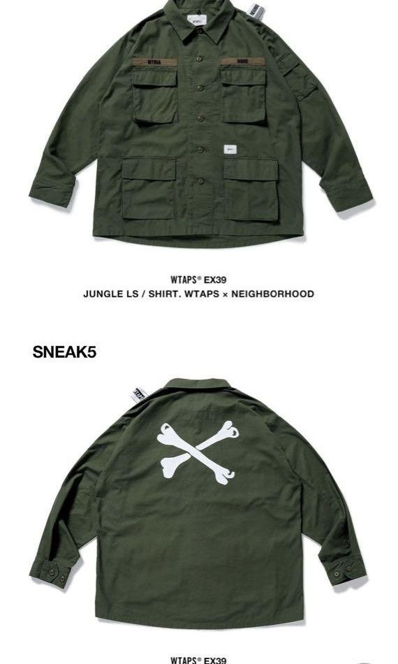 Wtaps x NEIGHBORHOOD】JUNGLE LS 骨頭四袋SHIRT, 女裝, 運動 Wtaps x NEIGHBORHOOD】JUNGLE LS 骨頭四袋SHIRT, 女裝, 運動