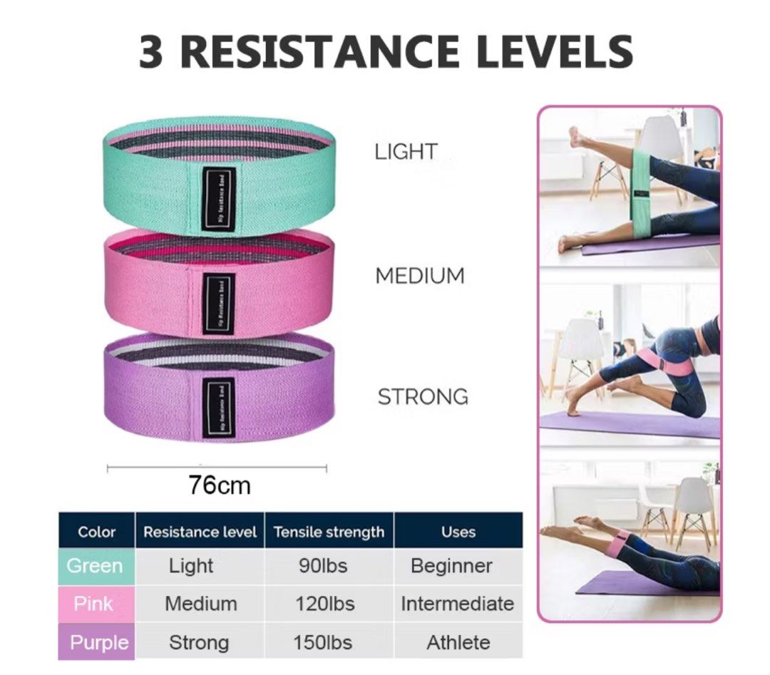x3 Resistance band Light Medium Heavy Sports Equipment Exercise Fitness Toning Stretching Accessories on Carousell