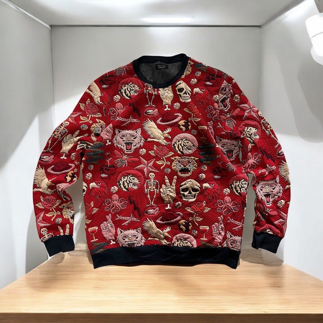 Zara man tiger sweatshirt on sale