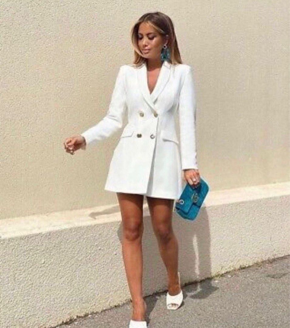 Zara Textured Double-Breasted Blazer/Dress, Women's Fashion, Dresses &  Sets, Dresses on Carousell