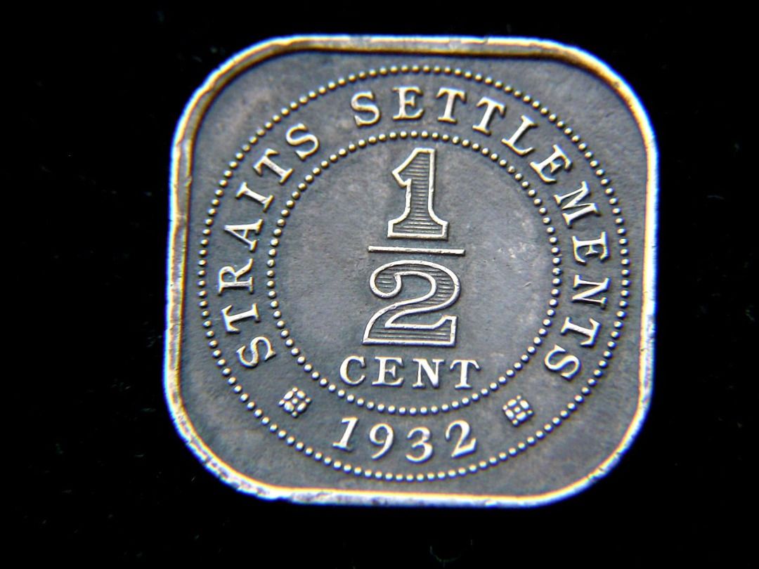 英屬馬來亞銅幣-1932年英屬叻嶼呷國(海峽殖民地,新加坡Straits Settlements-Singapore)壹仙方形銅幣(英皇佐治五世像),  興趣及遊戲, 收藏品及紀念品, 錢幣- Carousell
